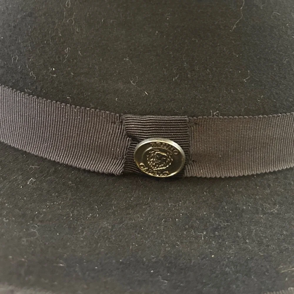 Bruno Capelo Princeton Collection Black Australian‎ Wool Fedora Hat Medium